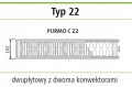 Grzejnik PURMO C 22 450x1600 boczny CZARNY RAL