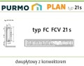 Grzejnik PURMO PLAN PŁASKI FCV21 500x1100 V 21 DOLNY Lewy